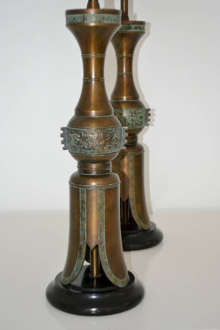 Brass Pair of Hollywood Regency Style Table Lamps