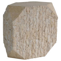 Tessellated Stone and Travertine Pedestal