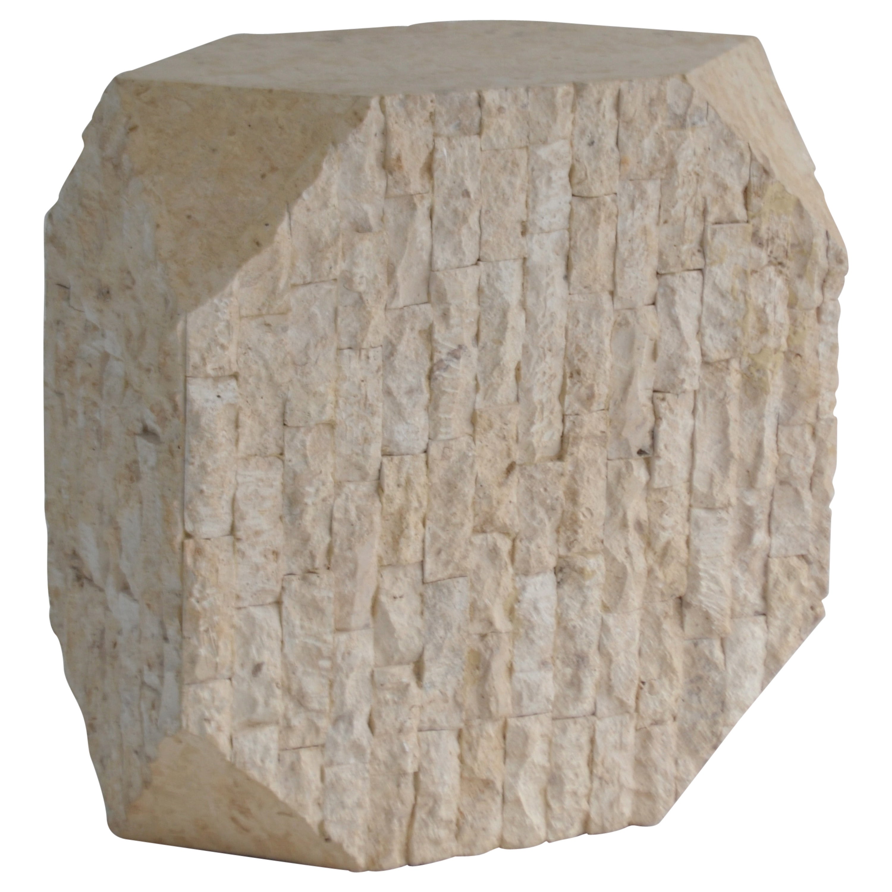Tessellated Stone and Travertine Pedestal