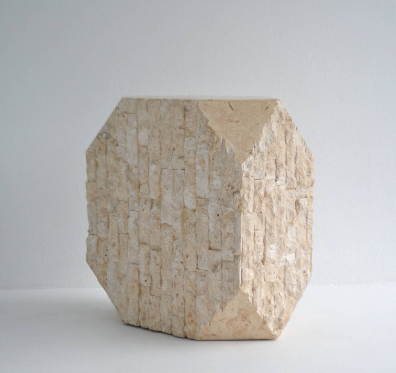 Post-Modern Tessellated Stone and Travertine Pedestal