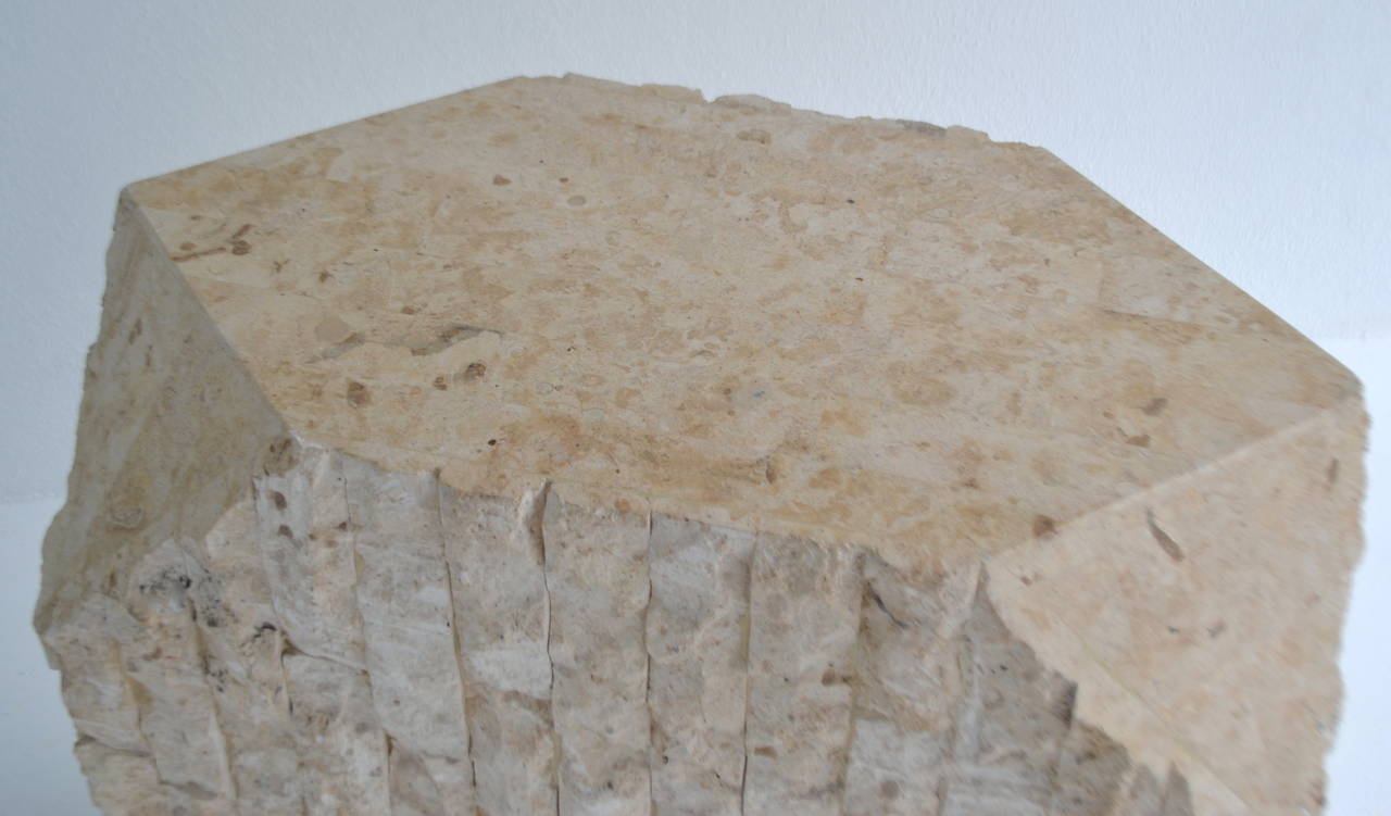 Tessellated Stone and Travertine Pedestal 2
