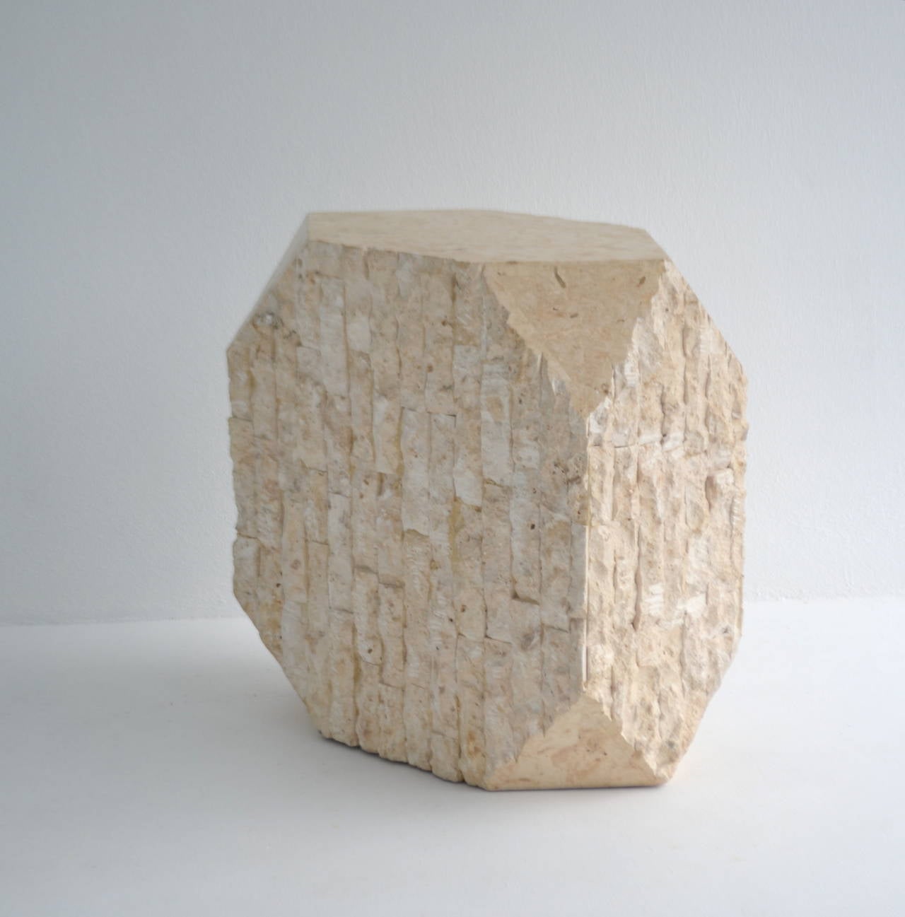 Tessellated Stone and Travertine Pedestal 3