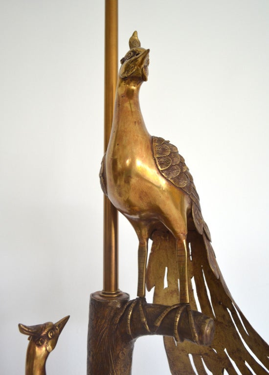 Mid Century Marbro Brass Peacock Lamp 1
