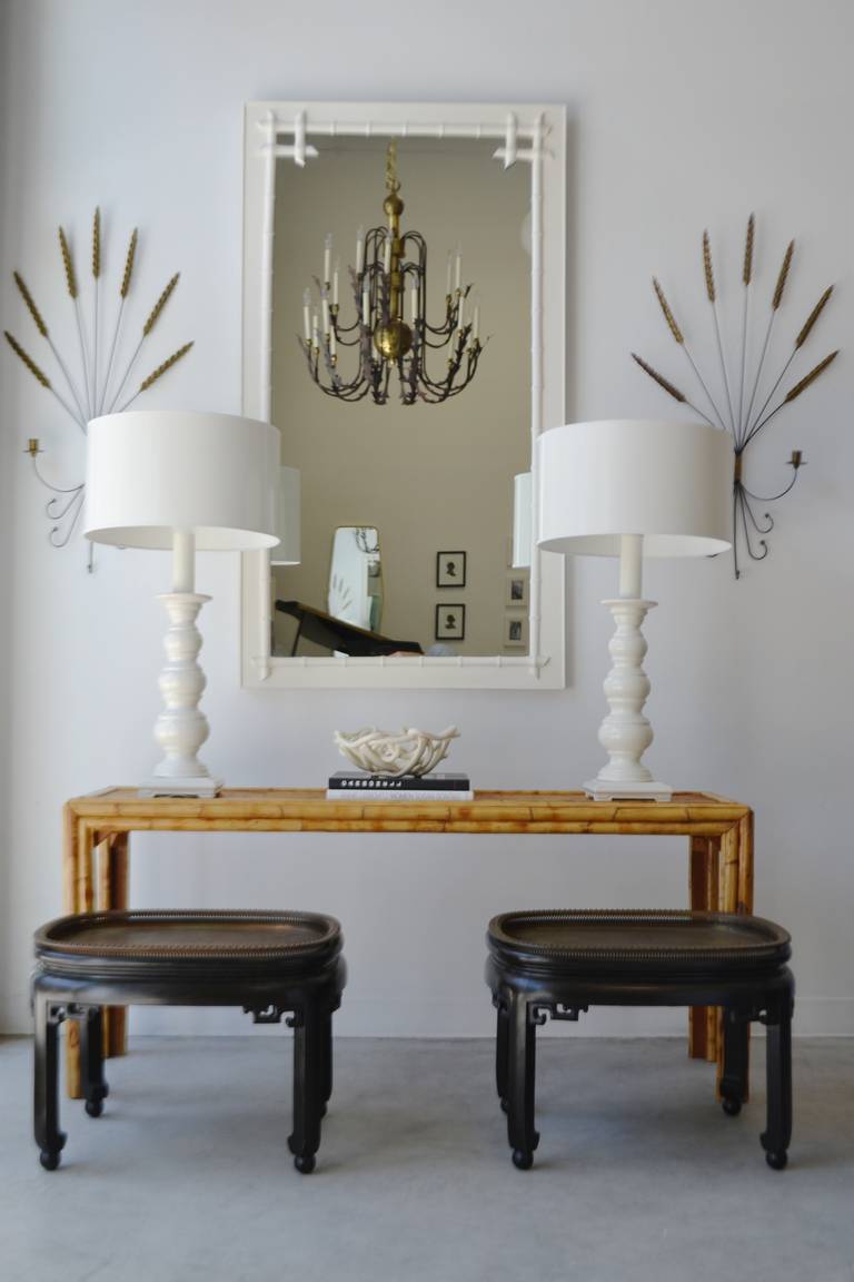 Mid-Century Modern Bamboo Console Table