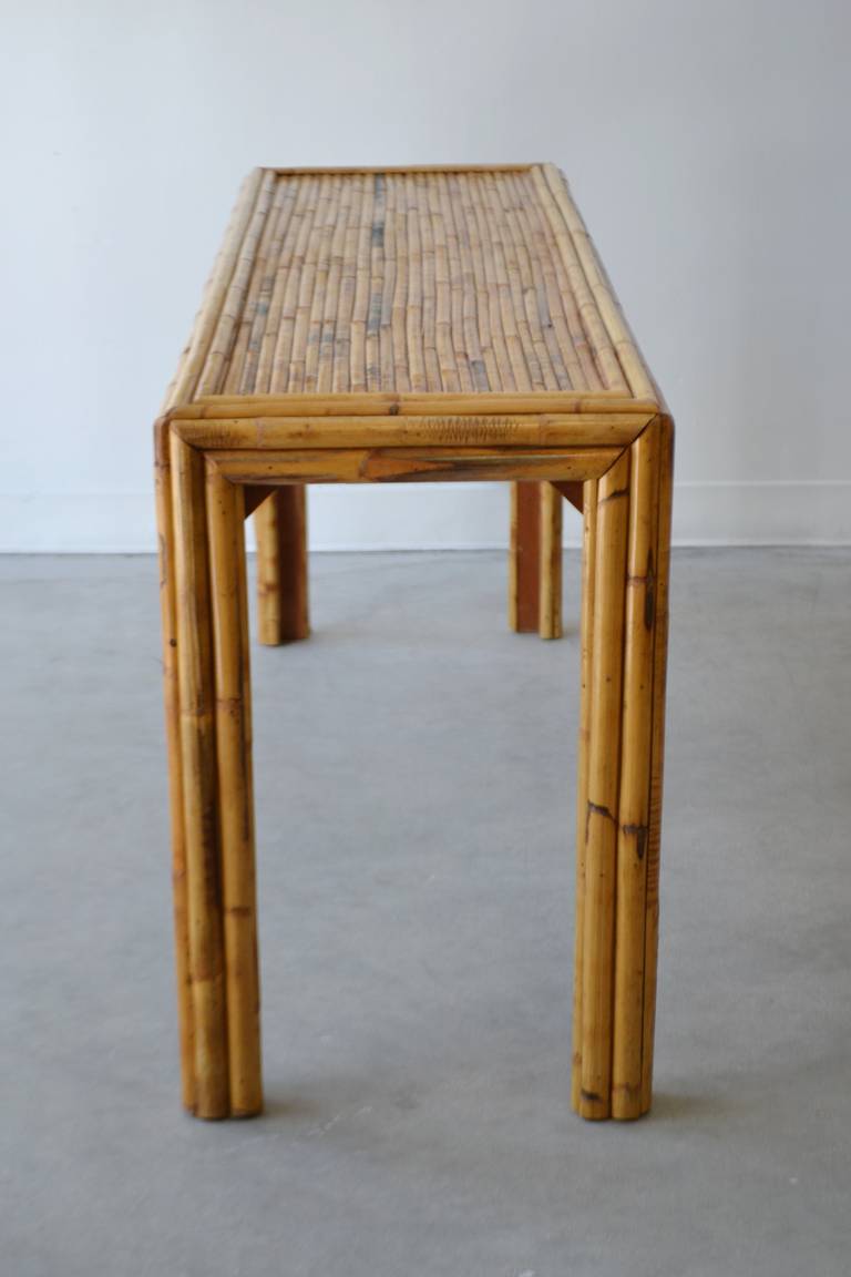 Mid-20th Century Bamboo Console Table