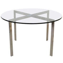 MId-Century Chrome and Glass Game Table / Center Hall Table