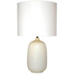 White Glazed Ovoid Form Table Lamp