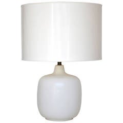 Mid-Century Modern White Glazed Ceramic Table Lamp