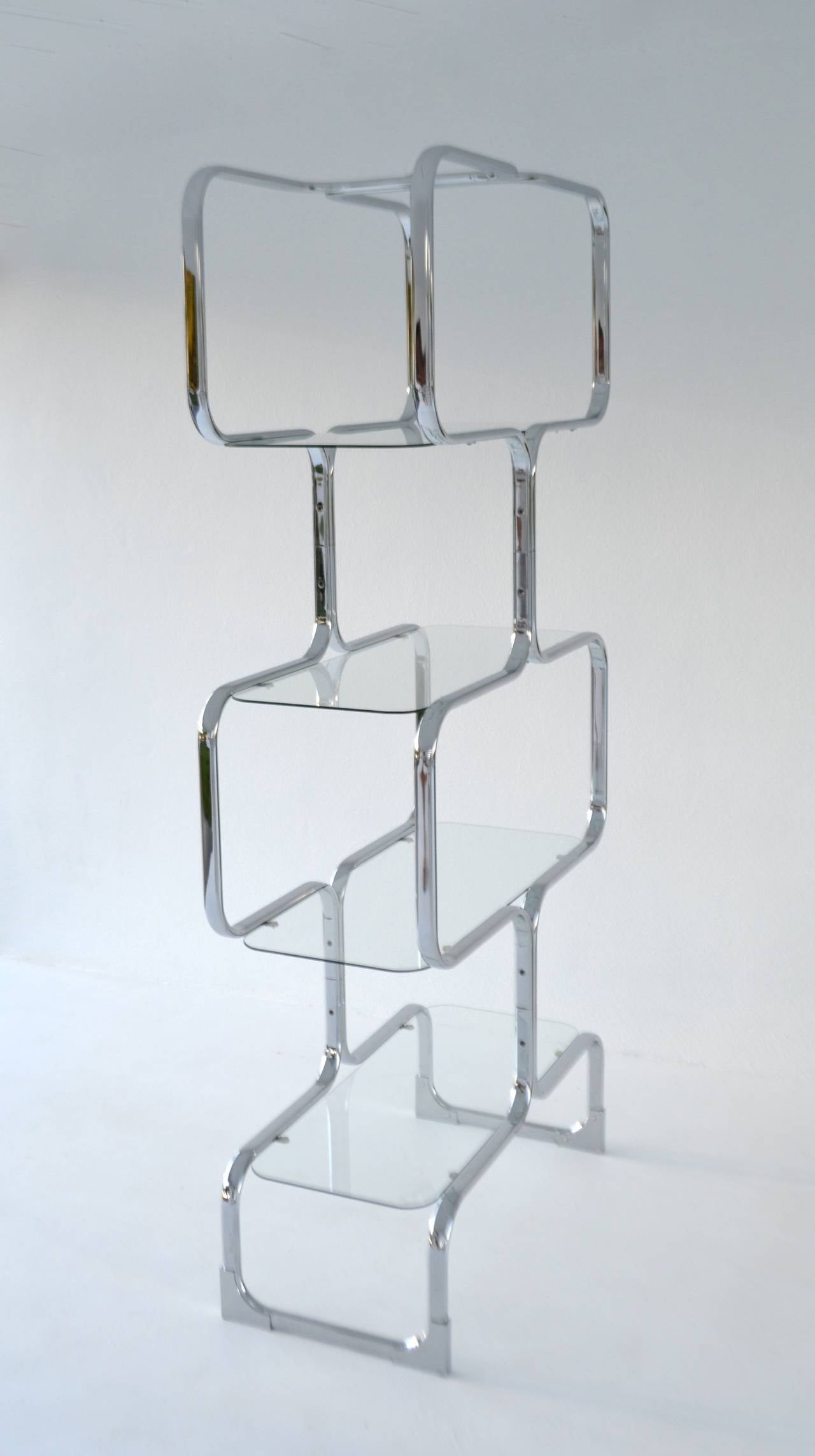 Late 20th Century Italian Chrome and Glass Post-Modern Etagere