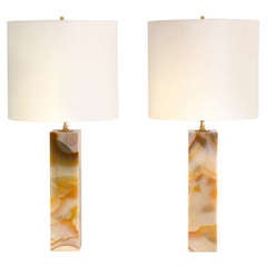 Pair of Onyx Table Lamps
