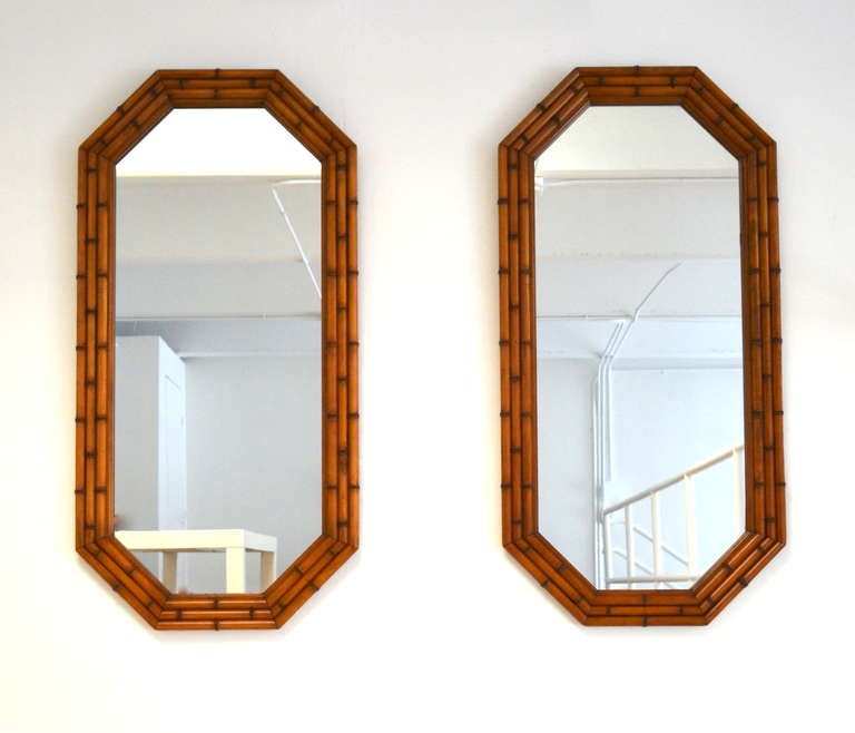 Pair of Faux Bamboo Mirrors
