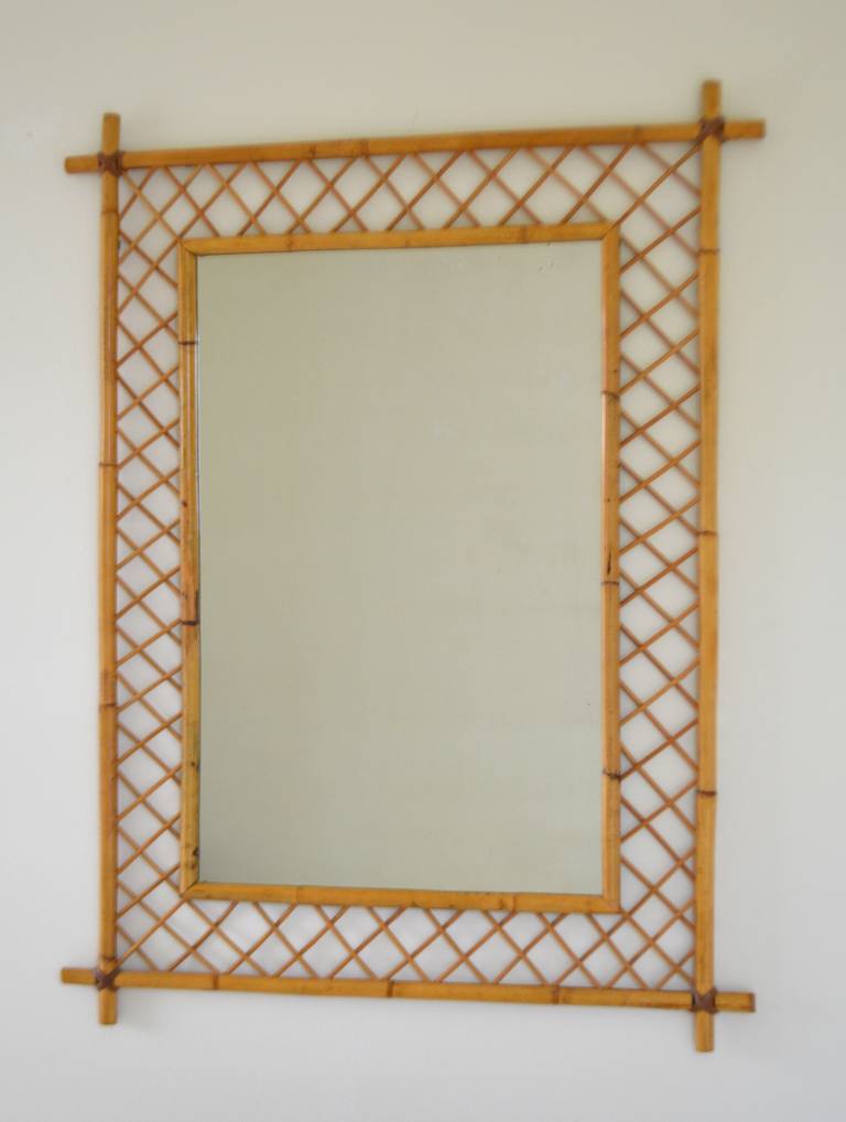 Mid-Century Modern Mid-Century Bamboo Wall Mirror