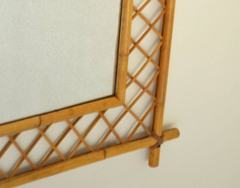 Mid-Century Bamboo Wall Mirror 1