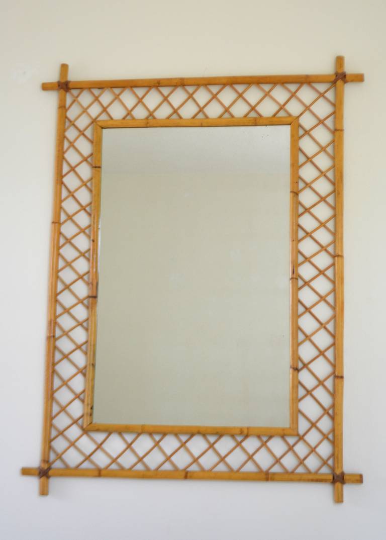 Mid-Century Bamboo Wall Mirror 2