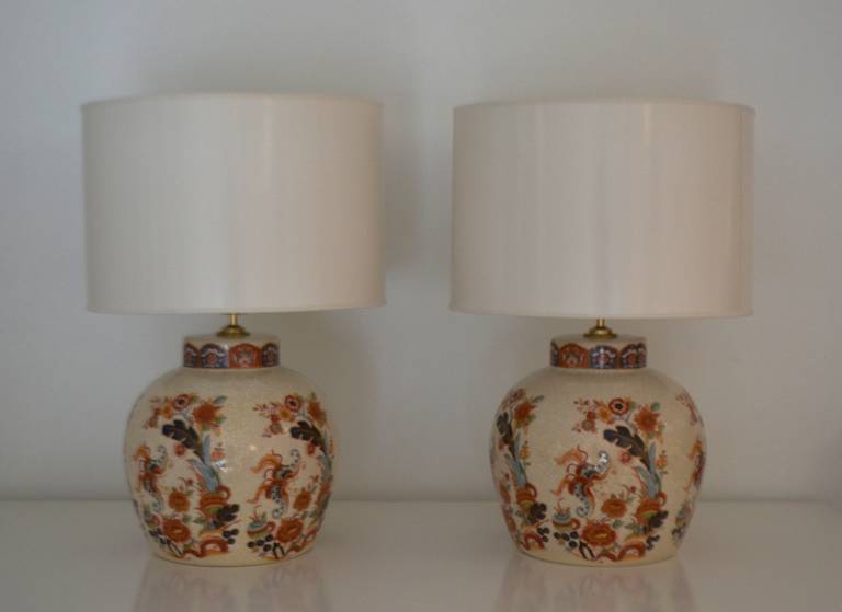Pair of Ceramic Crackle Glazed Jar-Form Table Lamps 4