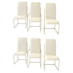 Set of Six Brass Framed Dining Chairs by Design Institute America