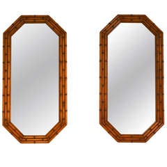 Pair of Faux Bamboo Mirrors