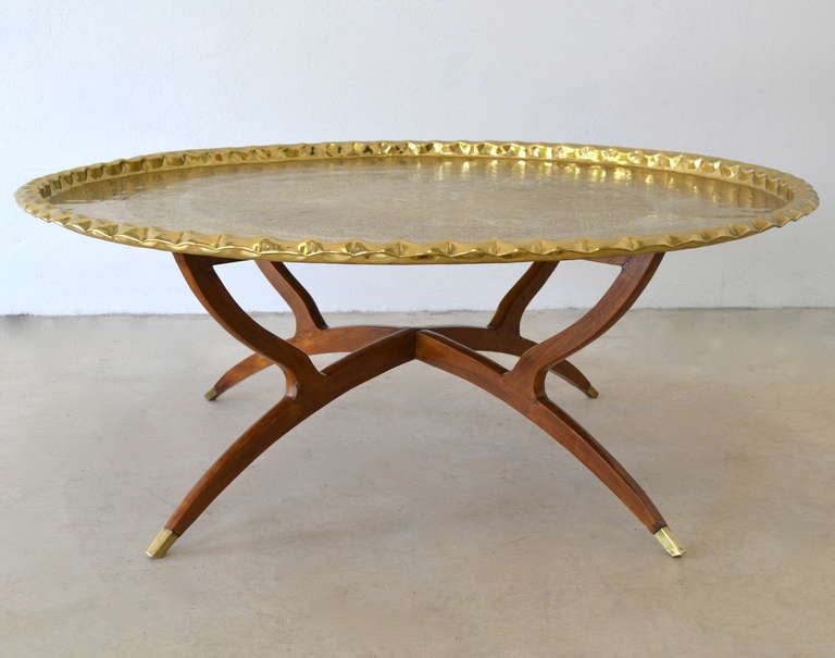 Round Brass Tray Top Coffee Table at 1stdibs