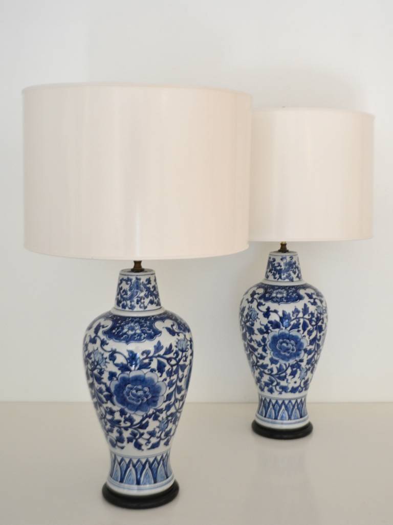 Pair of Blue and White Porcelain Table Lamps