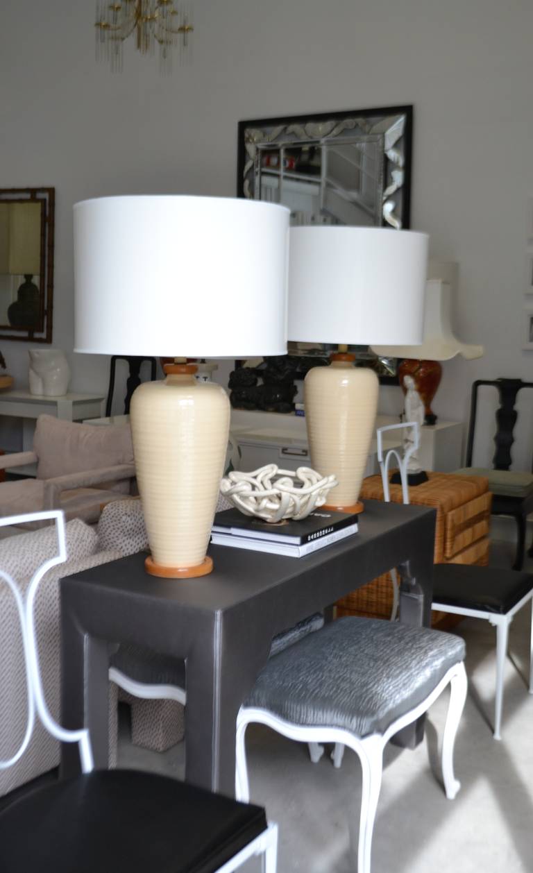 Pair of Hand Thrown Ceramic Table Lamps 2