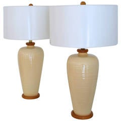 Pair of Hand Thrown Ceramic Table Lamps