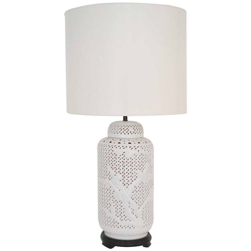 Pierced Porcelain Blanc de Chine Table Lamp