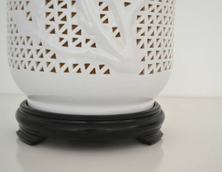 Pierced Porcelain Blanc de Chine Table Lamp 2