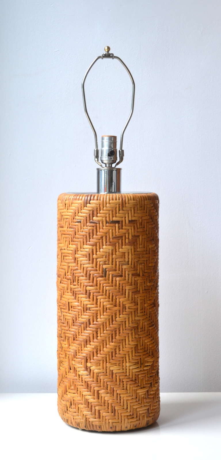 American Woven Reed Cylinder Form Table Lamp