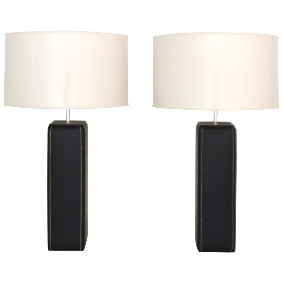 Pair of Leather Table Lamps