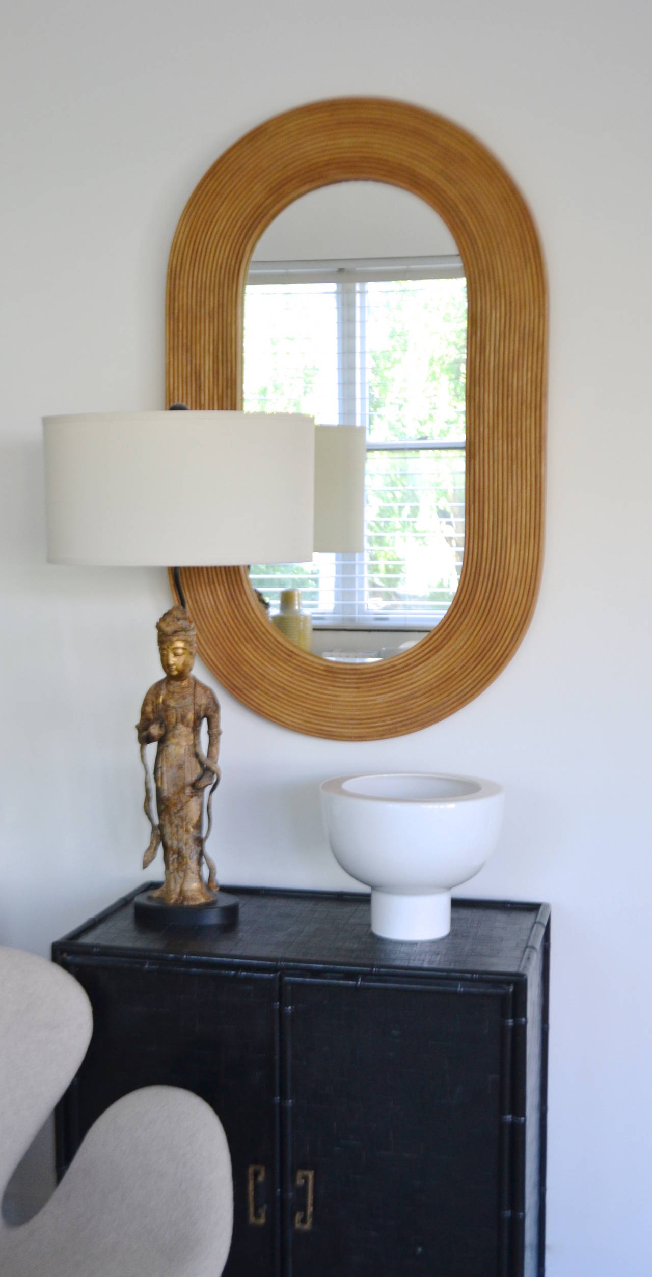 American Reeded Oval Faux Bamboo Wall Mirror