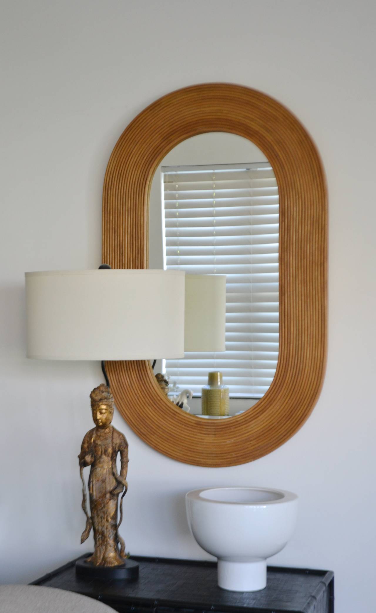 Reeded Oval Faux Bamboo Wall Mirror 4