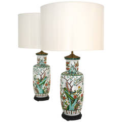 Pair of Porcelain Chinoiserie Table Lamps