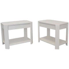 Pair of White Lacquered Side Tables