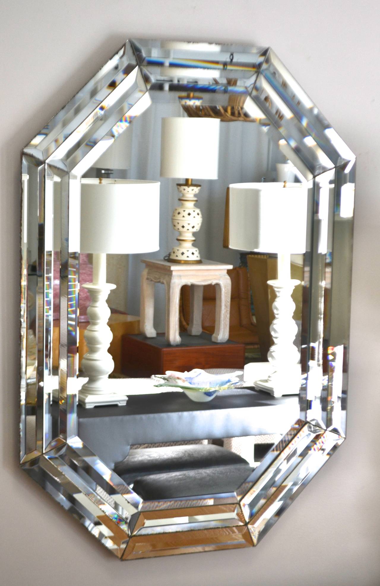 Octagonal Wall Mirror In Excellent Condition In West Palm Beach, FL
