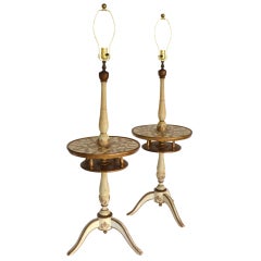 Pair of Venetian Gilt Decorated Floor Lamps