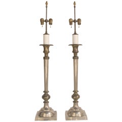 Pair of Hollywood Regency Style Candlestick Lamps