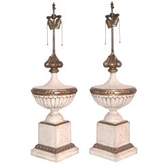 Pair of Regency Style Urn Form Table Lamps