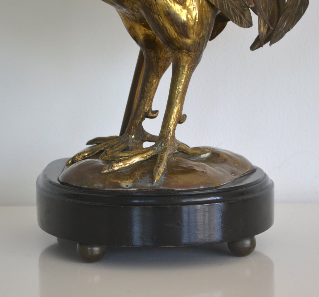 Hollywood Regency Style Brass Rooster Table Lamp 2