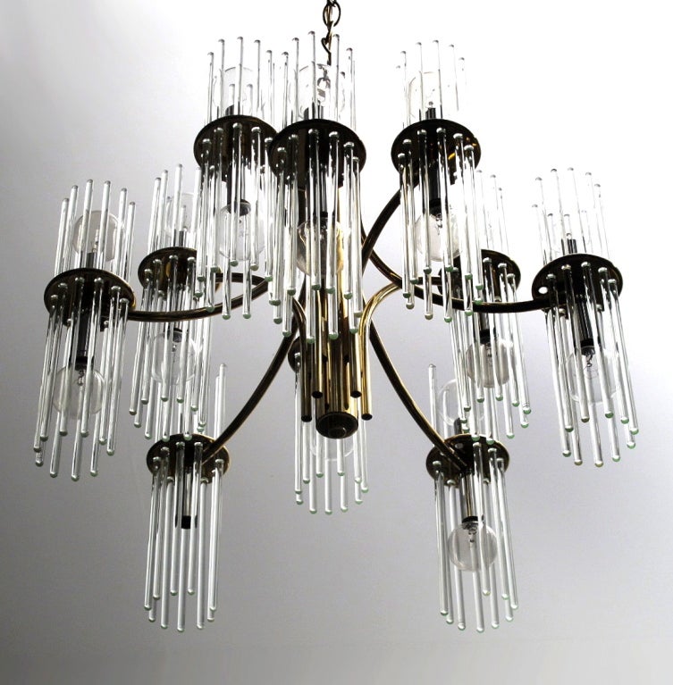Glass Rod Chandelier by Gaetano Sciolari for Lightolier at 1stdibs