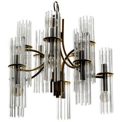 Glass Rod Chandelier by Gaetano Sciolari for Lightolier