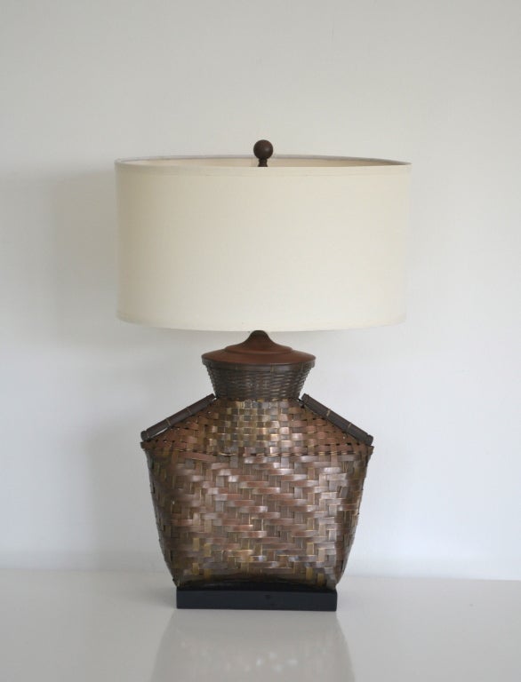 Woven Brass Table Lamp by Chapman