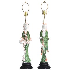 Pair of Porcelain Figural Form Table Lamps