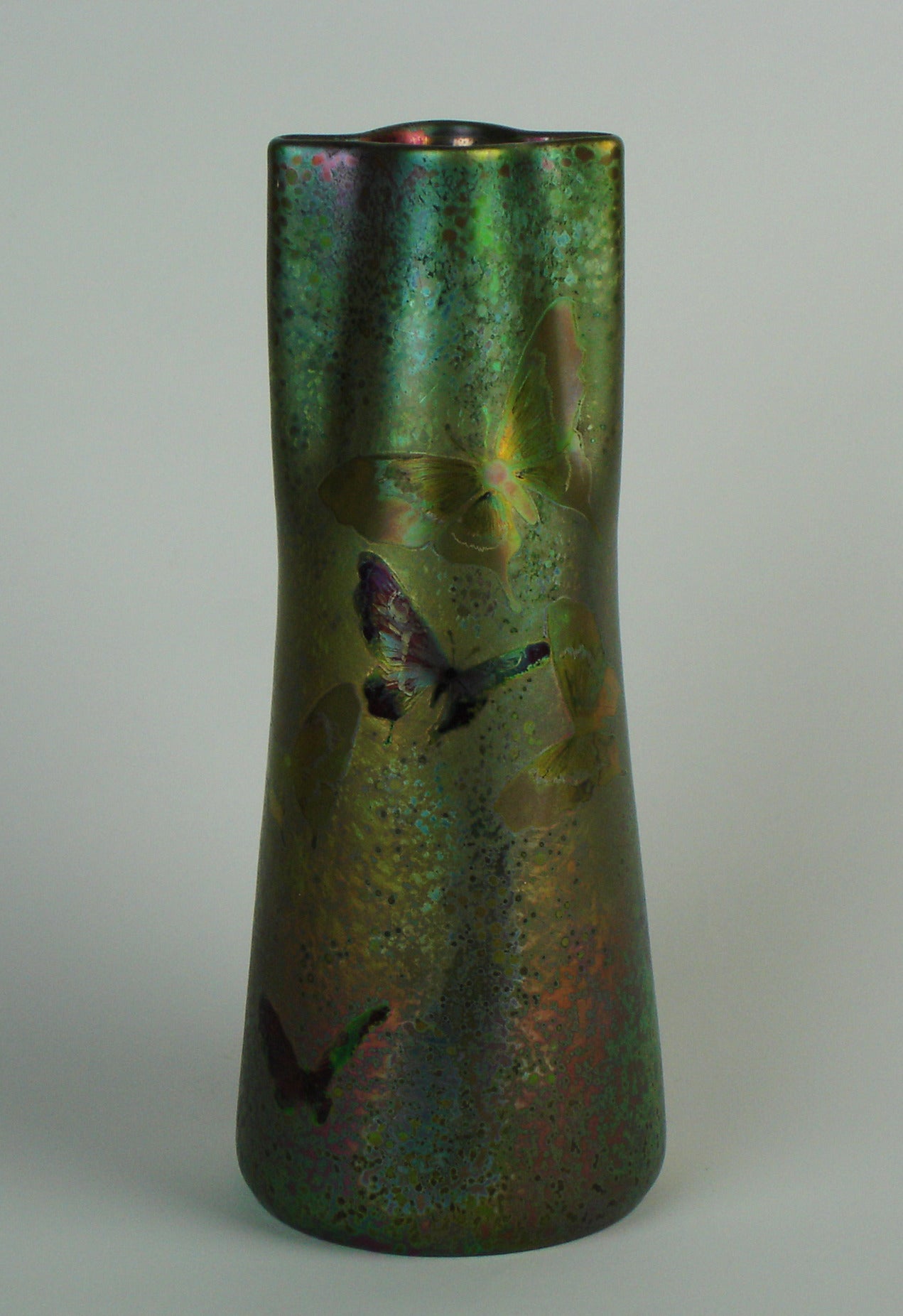 Art Nouveau Iridescent Ceramic Vase by Clement Massier