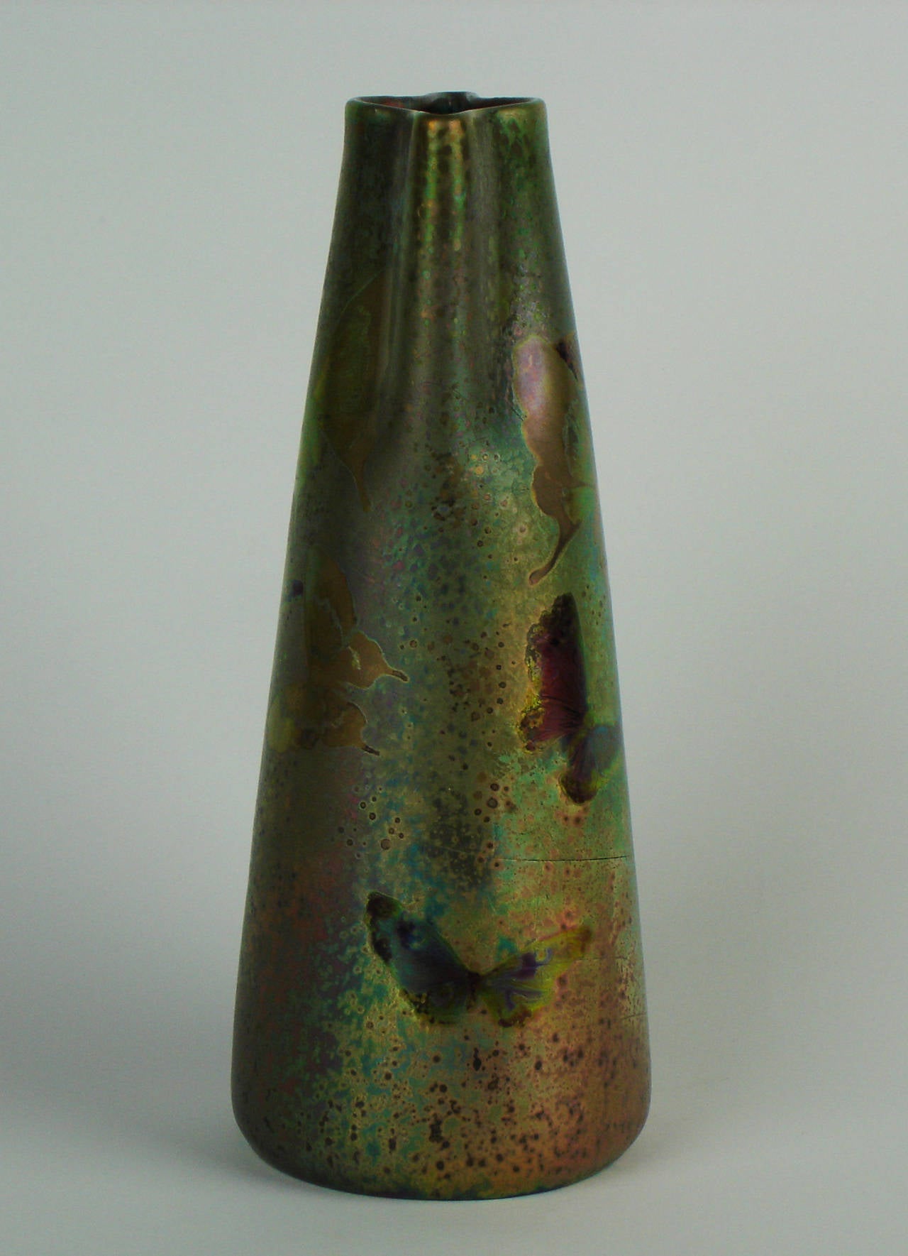 French Iridescent Ceramic Vase by Clement Massier