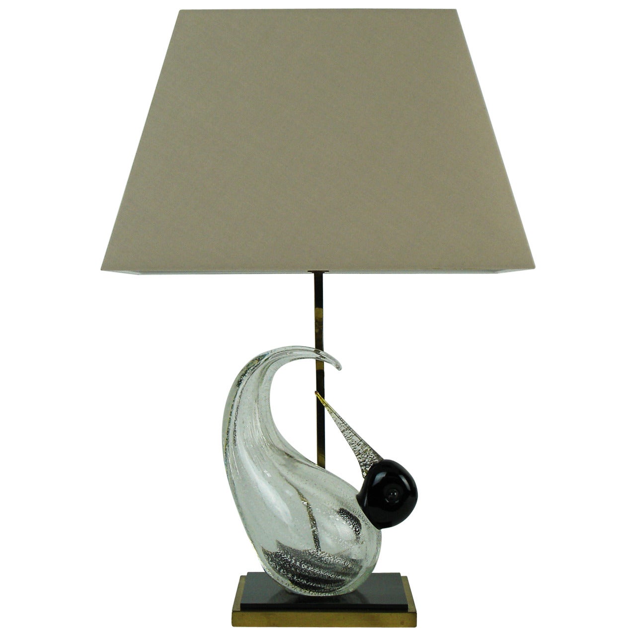 Table Lamp with a Glass Venini Bird For Sale