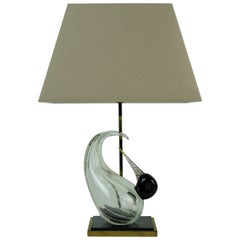 Vintage Table Lamp with a Glass Venini Bird