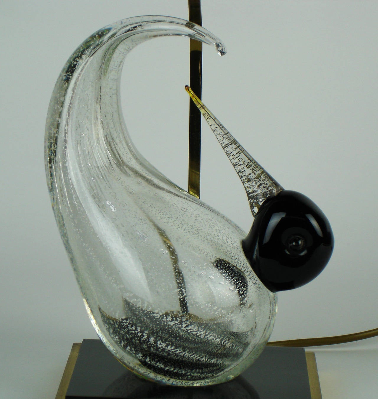 Table Lamp with a Glass Venini Bird In Good Condition For Sale In Janvry, Essonne