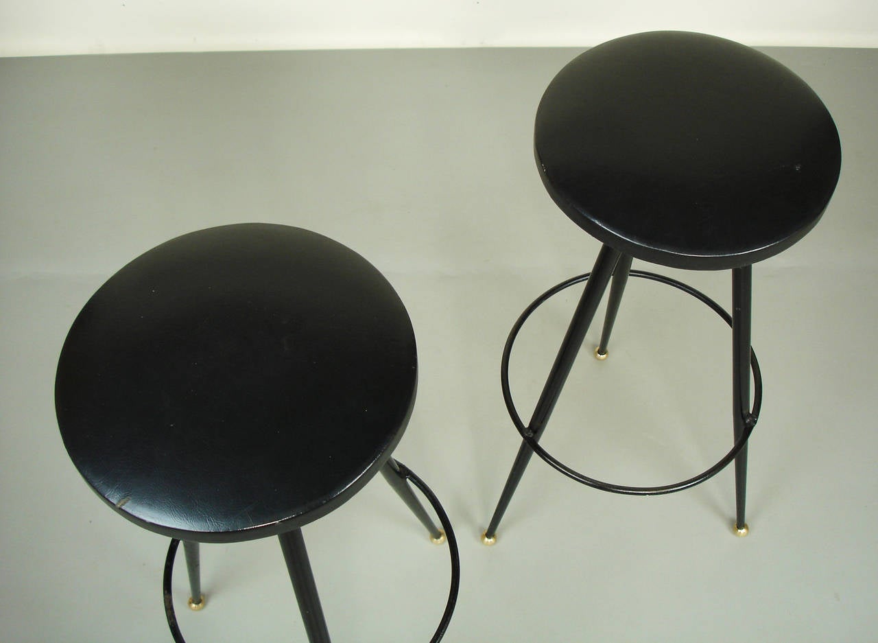 Bar and Two Stools Attributed to Jacques Adnet 2