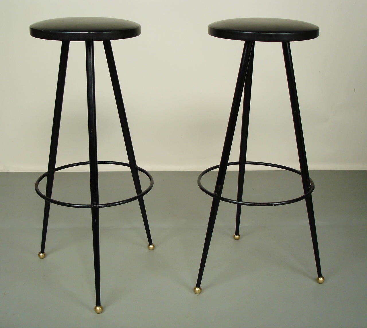 Bar and Two Stools Attributed to Jacques Adnet 1