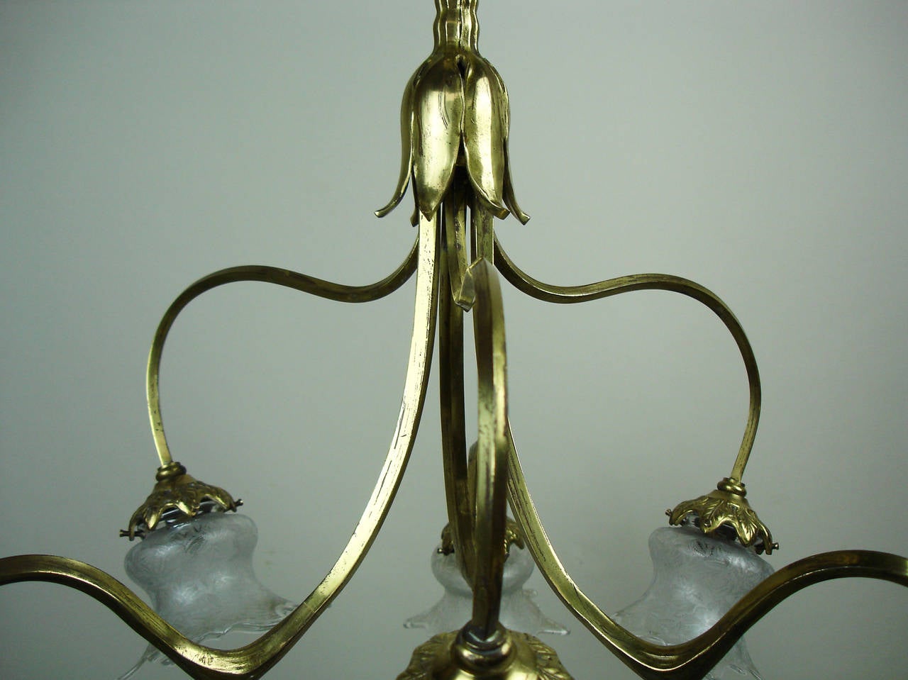 Early 20th Century Art Nouveau Chandelier with Baccarat Shades